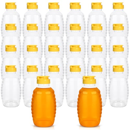 PPXHFV 24 Pack Honey Bottle Honey Bottles Squeeze 16 oz With LeakProof Flip-Top Caps Refillable Honey Plastic Jars Plastic Honey JarsFor Storing And Dispensing.