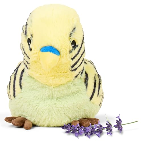 warmies Microwavable & Weighted Stuffed Animals, Green Parakeet - Heated Stuffed Animal Plushie for Warmth & Comfort - Cute Soft Plush Toys for Adults & Children (Boys, Girls, Babies & Toddlers)
