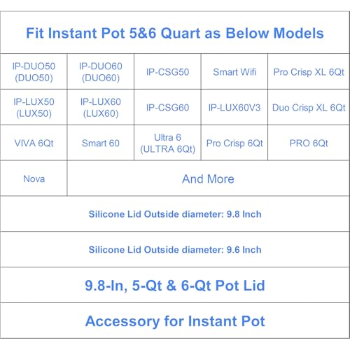 Image of Silicone Lid for Instant Pot 6 QT & 5 QT, 9.8IN Premium Pot Cover for Instapot 5 & 6 Quart Inner Pot, Reusable Silicone Lids for Bowl and Food Cover, Lid Accessories for Instant Pot