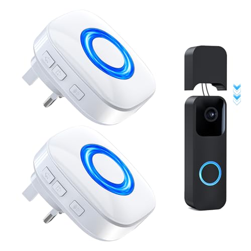 PHYSEN Wireless Doorbell Extender with 2 Receivers for Blink Video Doorbell Convert Doorbell Chime Wired into Wireless Door Chime with 656 FT Range 58 Chimes & 5 Volume Door Chime for Home/Apartment