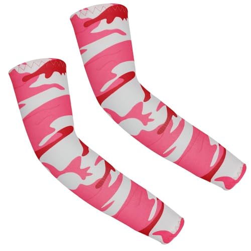 Anevous 1 paire de manchettes pour enfant, unisexe, manchons d'été, protège-bras anti-UV, manches de protection solaire, manchons de compression pour volley-ball, football, filles, garçons, Camo rose