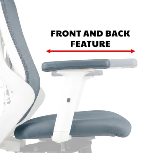 Image of MRC Office Chair arm Rest Replacement Chair Handle Part Ola 2D Adjustable Handle with Pu Soft pad Black (Set of - 2 Piece) with nut Bolts & Key fit to Every Chair (Grey)
