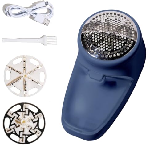 Nori Trim Fabric Shaver - Lint Remover for Clothes & Furniture Couch Pilling - Sweater Pill Remover - Clothes Shaver with 6 Precision Blades - Wireless and Rechargeable - Navy