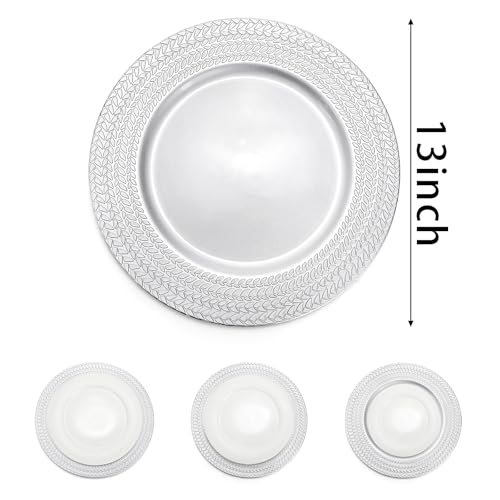 SOUJOY 12 platos plateados de plástico de 13 pulgadas miniatura 2