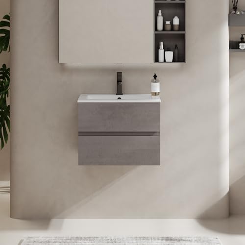 eclife 24" Wall Mounted Bathroom Vanity with Sink Combo Set,