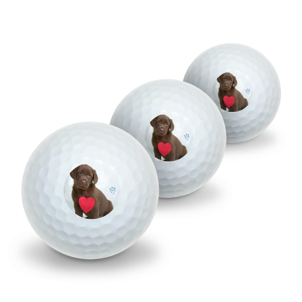 Puppy With Paper Heart Novelty Golf Balls 3 Pack