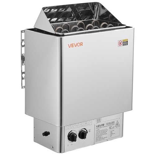 VEVOR Sauna Heater, 6KW 240V Electric Sauna Stove, Dry Steam Bath Saunas Stove with Pre-Drilled Bracket, Fit 176.5 to 317.8 CU.FT Saunas Rooms, Steam Bath Stoves for Home, Commercial, Leisure Venues