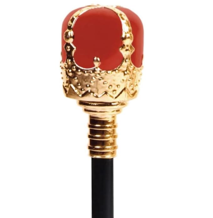 Royal Sceptre Costume Prop, 40cm Black & Gold Staff with Red Orb, Decorative Walking Stick for Kids - Image 4