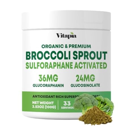 Vitapia Organic Broccoli Sprout Powder - High in Sulforaphane & Antioxidant, Cognitive Health Support - 30 Day Supply - Non GMO & Gluten Free, 33 Servings (Pack of 1) Cover