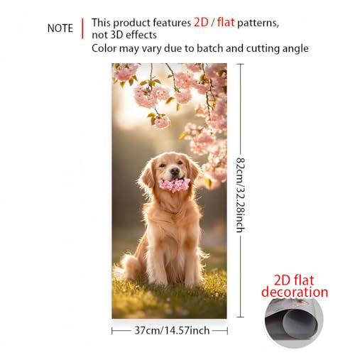 Image of Golden Retriever Refrigerator Sticker 14.57 x 32.28 Inch PVC Fridge Decal for Kitchen Cabinet Door Cupboard Pantry Door Flat Home Surface