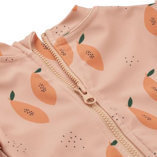 Image of Girls One Piece Swimsuits Zipper Rash Guard Long Sleeve Bathing Suit with Ruffle Hem UPF50+
