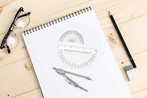CXP Good Goods Drawing Compass and Plastic Math Protractors 180 Degree,4 Inch and 6 Inch,3 Piece Student Geometry Math Set (Style 1)