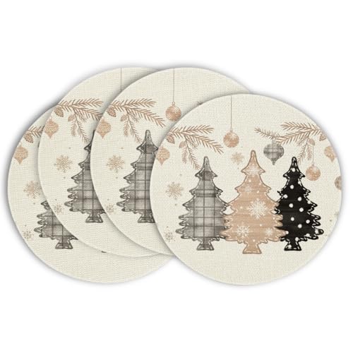 Artoid Mode Rosa Kiefer Bäume Weihnachten Runde Platzsets 4er Set,...