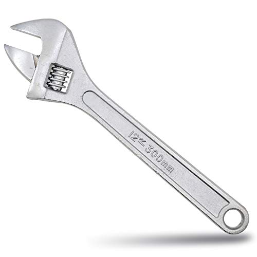 Image of Dr.Luck 12 Inch Sliver Adjustable Wrench, Drop Forged Steel Heat Treated Chrome-plated, Garage DIY Tool