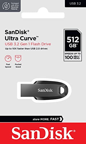Image of SANDISK Ultra Curve 512GB, USB 3.2, Flash Drive, 100MB /s R, Pendrive, Black (SDCZ550-512G-I35)