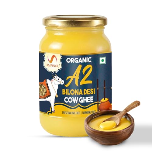 Image of Umanac Organic A2 Bilona Desi Cow Ghee 500 ml | Certified Organic | Grass Fed Desi Cow Milk | Traditional Bilona Method