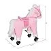 Qaba Kids Ride on Walking Horse Pony Plush Walking Animal with Wheels and Realistic Sounds for 3 Years Old Children - Pink
