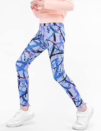 Kiench Girls' Athletic Workout Leggings Running Yoga Pants Printed3