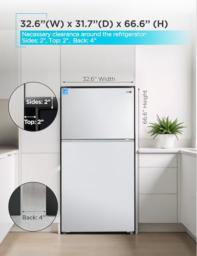 BLACK+DECKER 24 Cu. Ft. Top Mount Refrigerator with Freezer, 2 Door Fridge with Top Freezer and Adjustable Temperature Control, Full Size Kitchen Refrigerator, ENERGY STAR, BR2400JW, White on Fridge.com
