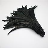 50個のナチュラルルースターテールフェザー25-45Cmプルーム衣類装飾ステージパフォーマンスコックテールフェザー Black 35-40cm