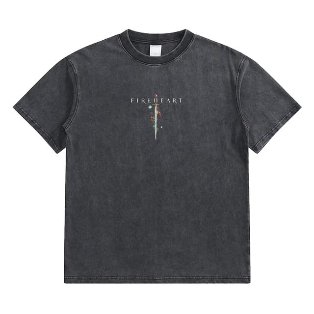 Vintage Fireheart Sword Pattern T-Shirt Aelin Bookish Tee L Black