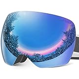 Frameless Ski Snow Goggles for Men Women - OTG Snowboard Goggles with Anti-Fog Spherical Lens
