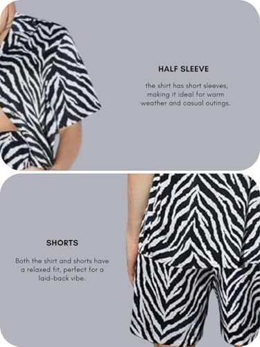 Image of DHRUVI TRENDZ Men Rayon Printed Co-Ord Set | Cord Set | Night Suit | T-Shirt and Shorts Set | Night Dress | Pyjama Set