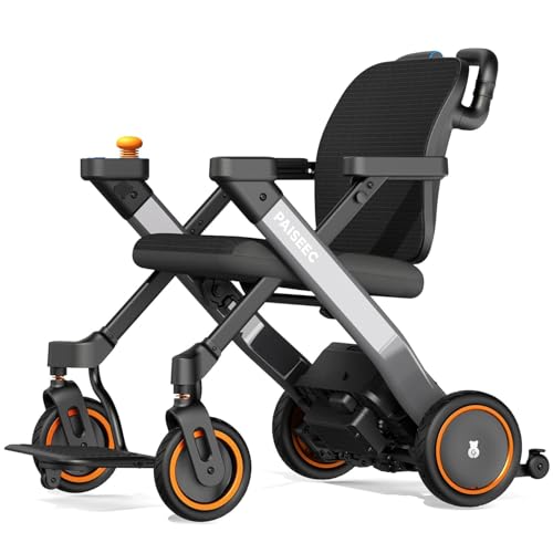 Image of Paiseec Electric Wheelchair, Lightweight Foldable Powered Mobility Chair for Adults, 16 Miles Range, Folding Wheelchair, Push-Assist Technology, Works as Rollator