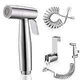 EUSBWA - Doccetta per bidet in acciaio inox, spruzzatore per WC con doppia modalità Jet/Stream, set per pannolini in tessuto per bambini, con dispenser per rubinetto e tubo a molla, montaggio a parete