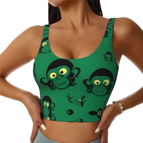 Gilet de sport sans manches femme HYTTER vert avec imprimé singe malin pour gym