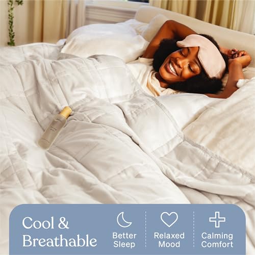 Image of Baloo Weighted Blanket for Adults 20 lb Full /Queen (Dusk, 60 inchx80 inch) | Cool & 100% Cotton | Machine Washable & Dryer Safe | Glass Microbead Fill