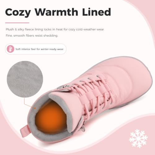Image of Womens Mens Winter Barefoot Boots Warm Minimalist Wide Toe Box Snow Boots Zero Drop Sole Outdoor Water Resistant Ankle Booties
