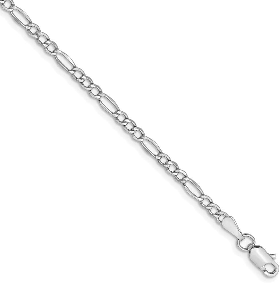 Roy Rose Jewelry 14K Yellow Gold 2.5mm White Gold Figaro Chain ~ Length 10'' inches