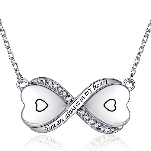 Sterling Silver Dual Infinity Urn Necklace for Women: Double Heart Cremation Necklaces Jewelry Hold Two Ashes - Infinity Memorial Keepsakes Pendant Jewelry Gifts for Loved Ones