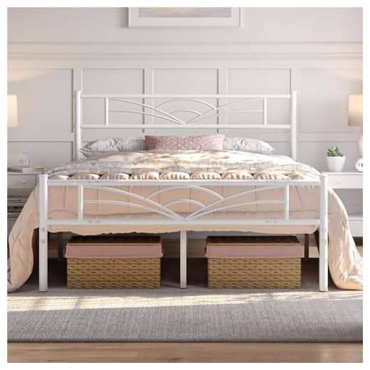 Yaheetech Struttura Letto Matrimoniale Telaio in Metallo Ferro Testiera a Forma di Nuvole 140 x 200 cm Bianco