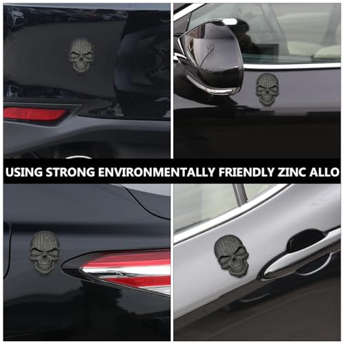 4 calcomanías de calavera 3D y emblemas de esqueleto negro para coche 6