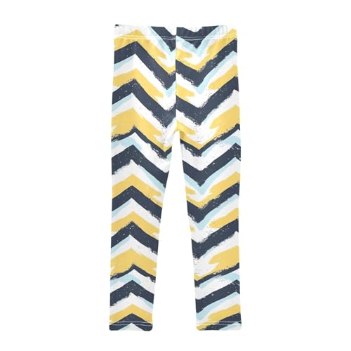 KLL Fashion Zigzag Pattern Yellow Girls Legging Casual High Waisted Sweatpants Gym2