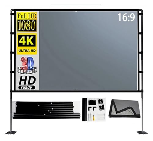 Pantalla de proyector con soporte gris anti-luz 84-120 pulgadas plegable con doble soporte de hierro y bolsa portátil (100 pulgadas) miniatura 1