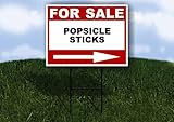 POPSICLE STICKS For Sale White Red Black Right Arrow 1 Single Sided 18x24 in Yard Road Sign w/Stand