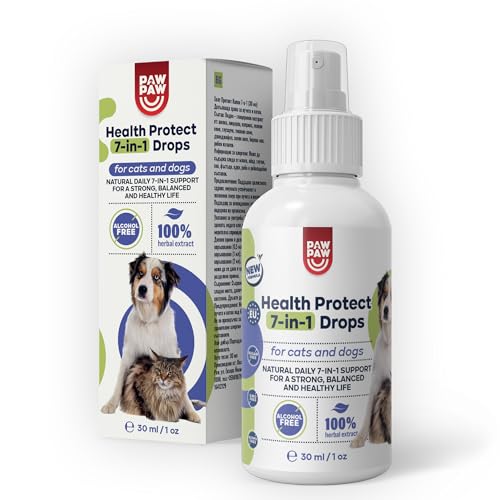PAW2PAW Health Protect 7‑in‑1 Spray Hunde & Katzen – Immunsystem, Verdauung, Leber, Stoffwechsel, Haut & Fell, Energie, Stress – mit Kollagen & Kräutern – neutraler Geschmack – 30 ml, 200+ Sprühstöße