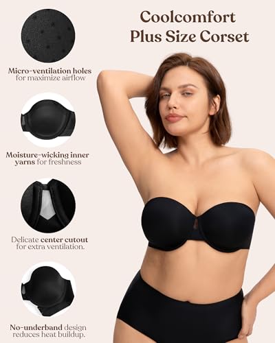 HSIA Strapless Bra for Large Breasts, Plus Size Minimizer Push Up Underwire - image 5