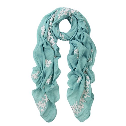 Premium Elegant Lace Cherry Blossom Floral Embroidered Scarf Wrap - Diff Colors