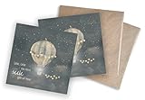 WBdesignz 2er-Set Trauerkarten – Leise, leise geht eine kleine Seele auf Reise Beileidskarten mit Heißluftballon Motiv & Kraftpapierumschlägen – stilvoll, einfühlsam (2er-Set)