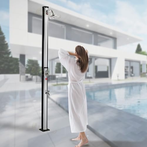 Ducha para exteriores, calefacción solar, independiente de 7.1 pies con cabezal de ducha y grifo para patio trasero, piscina y jardín