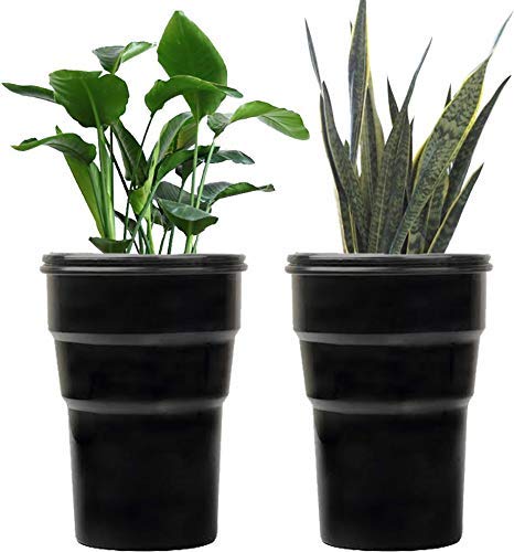 Yatri sons Modern Flower Pot, Decorative,Garden Cup Planter | Smooth, Elegant Form | Home, Patio, Indoor Use for Small Plants (Black, 8)