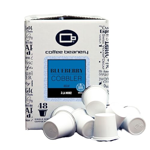 Coffee Beanery Decaf Blueberry Cobbler Single Serve Coffee Pods | 48ct | SWP Decaf Coffee | Gourmet Flavored Coffee