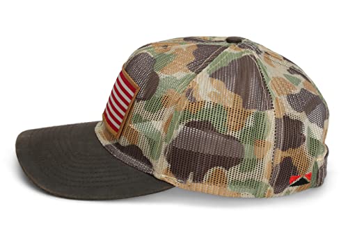 All Mesh Breeze American Flag Cap Wax Cloth Visor, Crushable Vintage Camo (Throwback Olive) #TOP5