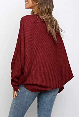 Image of Mafulus Womens Oversized Sweater Fall Winter Slouchy Pullover Jumper Tops | Crewneck,Batwing Sweaters Puff Long Sleeve,Cable,Ladies,Chunky,Knit,Tunic,Warm,Soft Sweaters