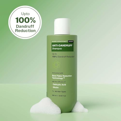 Bare Anatomy Anti-Dandruff Shampoo | Reduces Up To 100% Dandruff | Salicylic Acid, Piroctone Olamine & Biotin | Non-Drying | Fights Flakes & Itching | For All Hair Types | Unisex | 250 ml (Pack of 2)