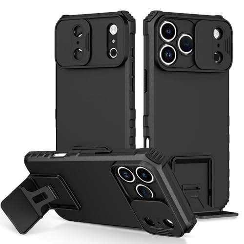 Coque iPhone 17 Pro noire rigide avec cache caméra coulissant pour protéger votre objectif
